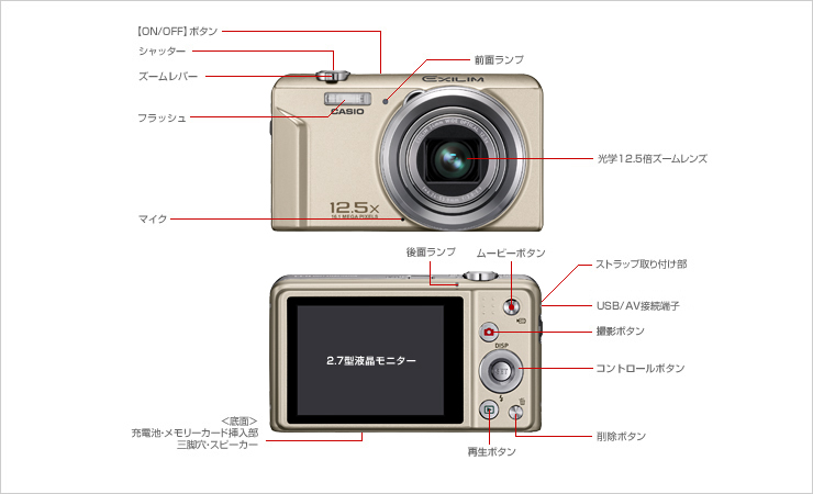 外観・各部名称 - EX-ZS170 - デジタルカメラ - CASIO
