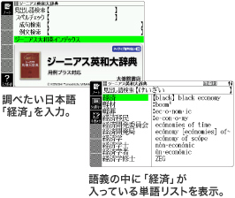 日本語からジーニアス英和大辞典を引くことができる