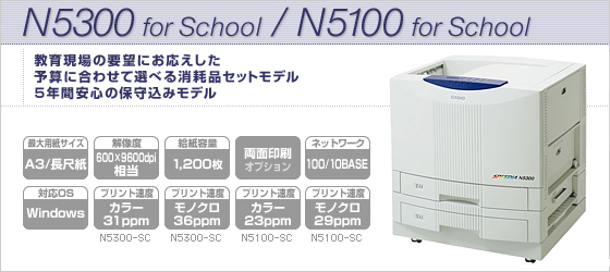 N5300 for School / N5100 for School 教育現場の要望にお応えした予算に合わせて選べる消耗品セットモデル。5年間安心の保守込みモデル。